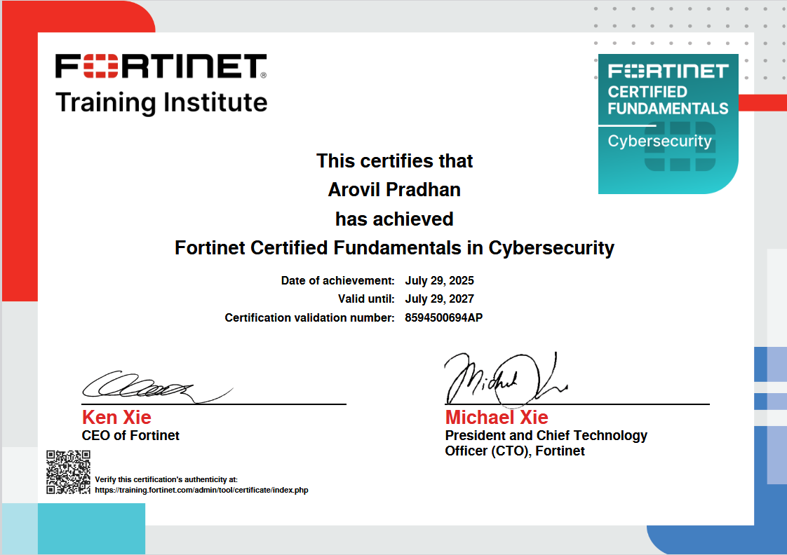 Fortinet Certifed Fudamentals in Cybersecurity